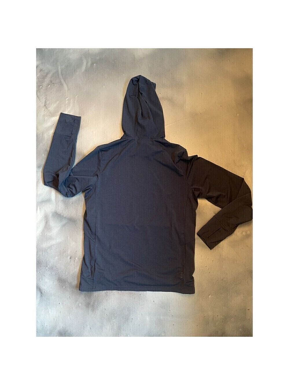 Prana Breathe Womens Dark Gray Hoodie Pullover Sz Small Kangaroo Pocket Long Slv - Picture 4 of 7
